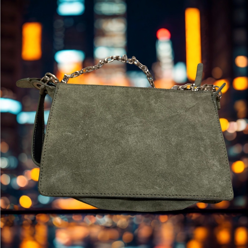 Zara Olive Suede Crossbody Bag - Picture 2 of 3